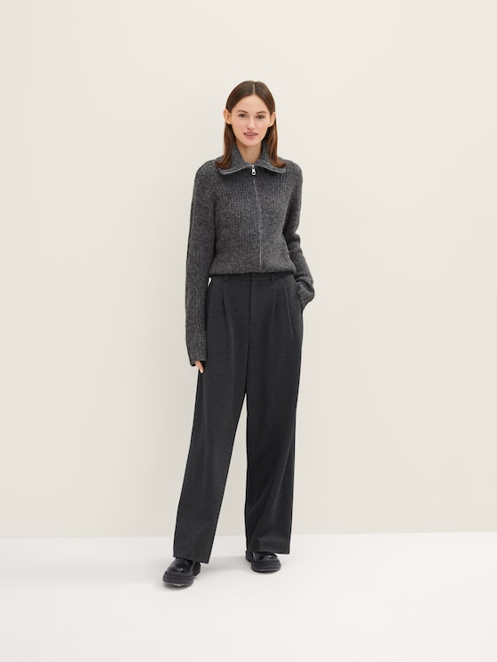Textured palazzos with a pleated waistband 