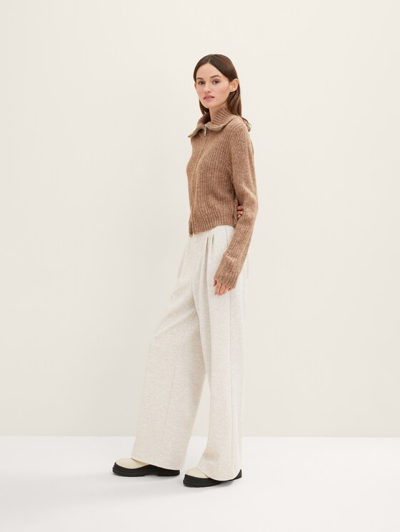 Textured palazzos with a pleated waistband 
