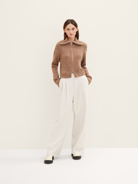 Textured palazzos with a pleated waistband