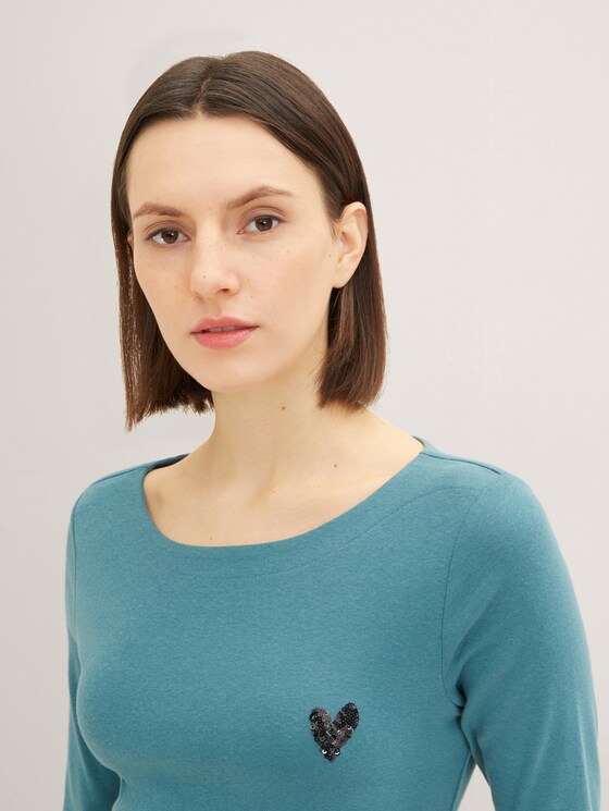 Langarmshirt mit Pailletten-Applikation