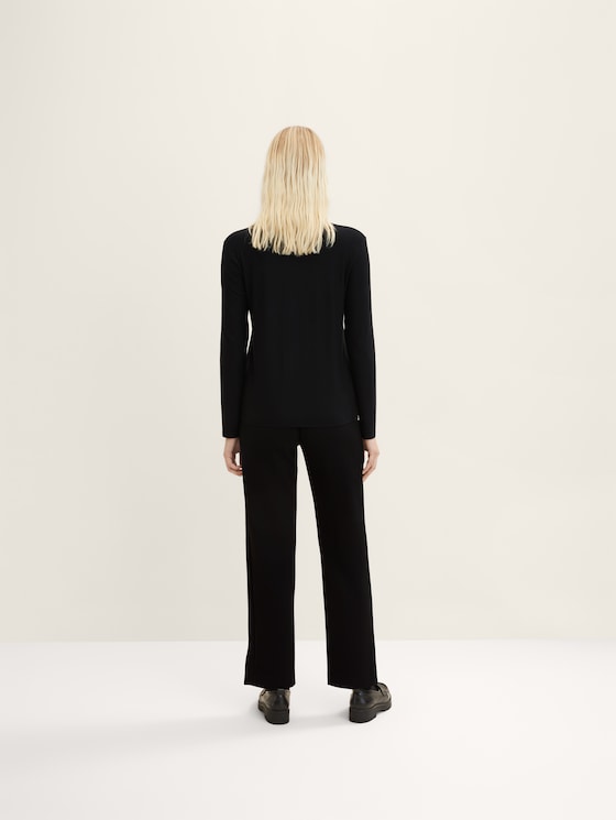 Shirt met lange mouwen en V-hals door Women, deep black