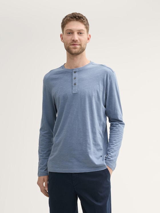 Henley Langarmshirt aus Baumwolle von Men, Gravel Grey