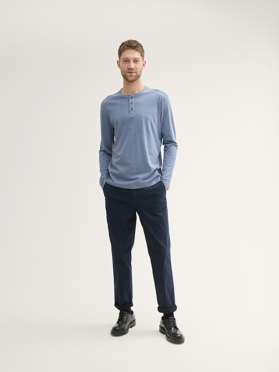 Henley Langarmshirt aus Baumwolle von Men, Gravel Grey