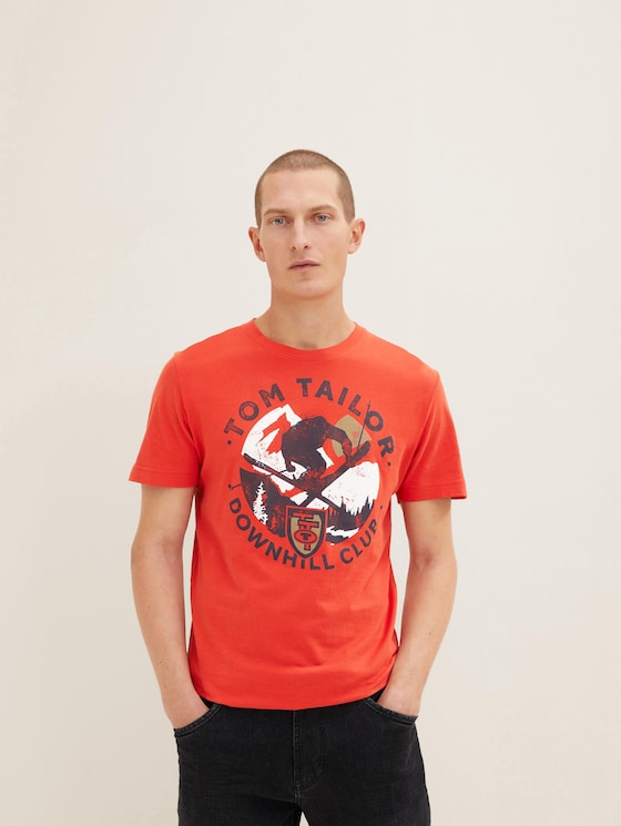 T-shirt met geprint motief door Men, Molten Lava Red