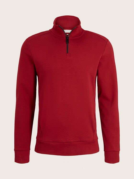 Basic Sweatshirt mit Troyer Kragen