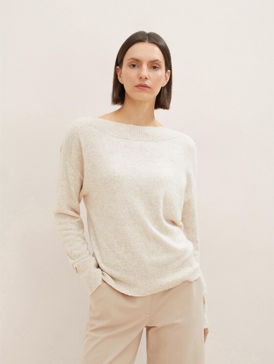 Knitted sweater with a submarine neckline