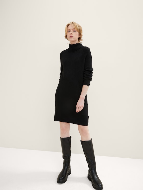 Knitted dress with a turtleneck