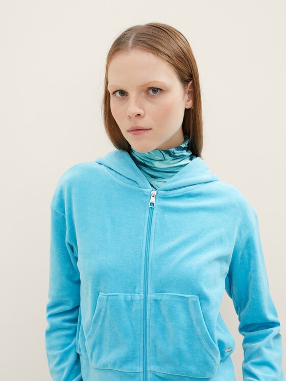 Sweatjacke in Samt-Optik