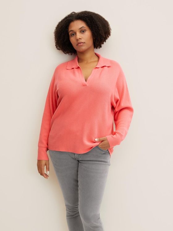 Plus - Strickpullover mit Fledermausärmeln