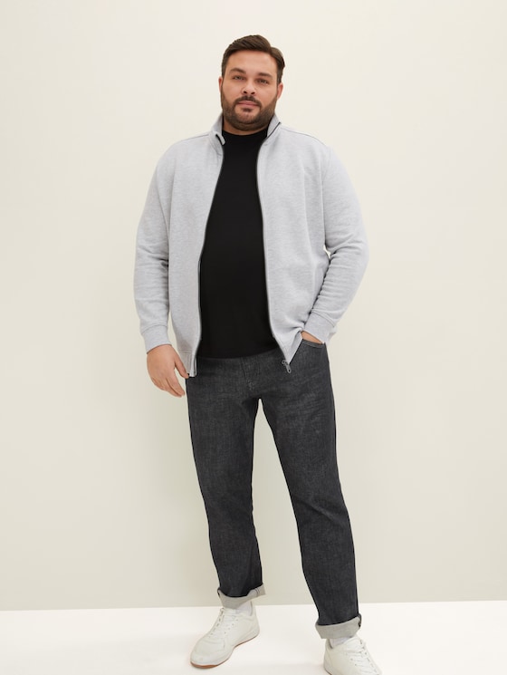 Plus - Sweat jacket with a stand-up collar
