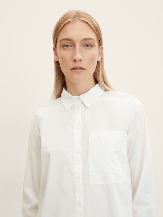 Blouse with a patch chest pocket