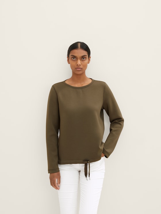 Basic Sweatshirt met koord door Women, tarmac khaki