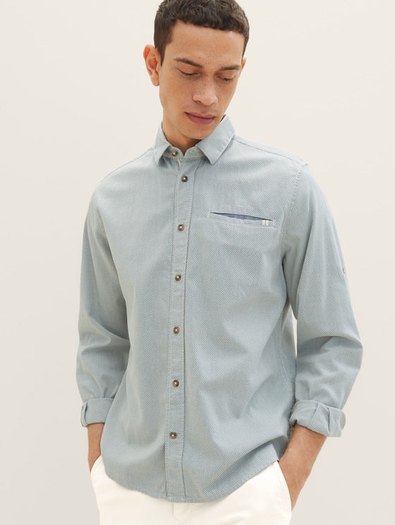 Overhemd met structuur door Men, green white squared structure
