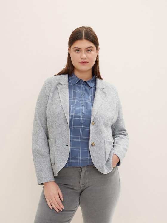 Plus - Blazer with a ribbed texture 
