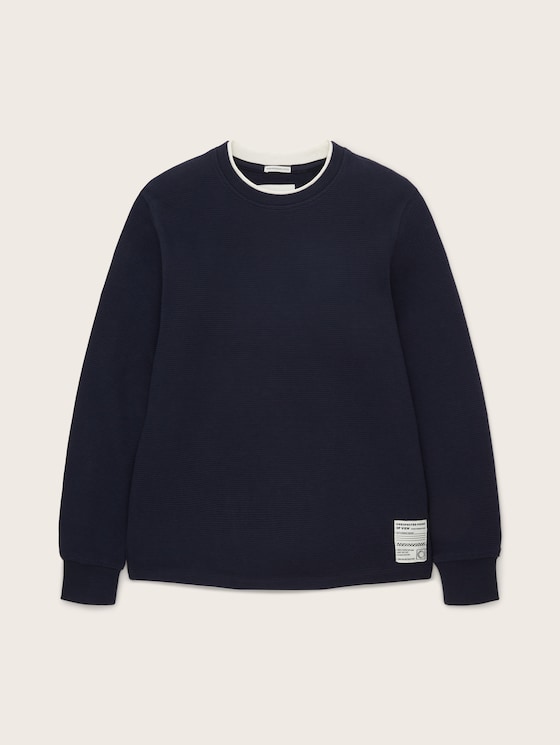 2-in-1 sweatshirt met structuur door Teen Boys, sky captain blue