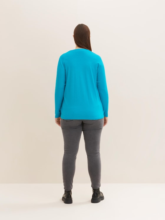 Plus - long-sleeved shirt with a V-neckline 