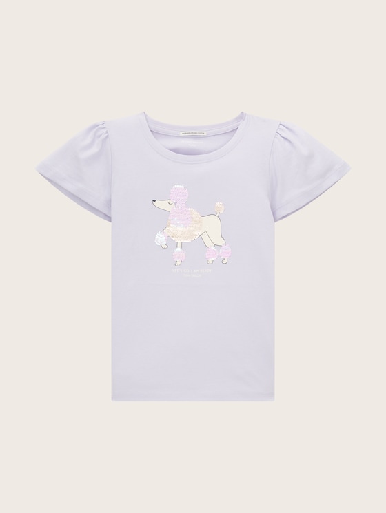 T-shirt met omkeerbare pailletten door Mini Girls, light lavender