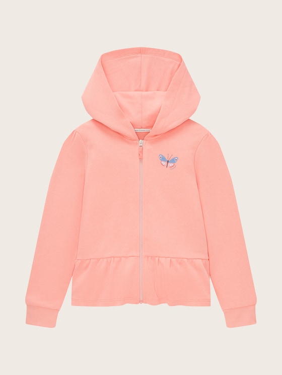 Sweatjack met volants door Mini Girls, light cobbler rose