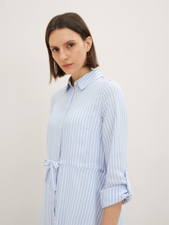 Striped midi shirt blouse dress
