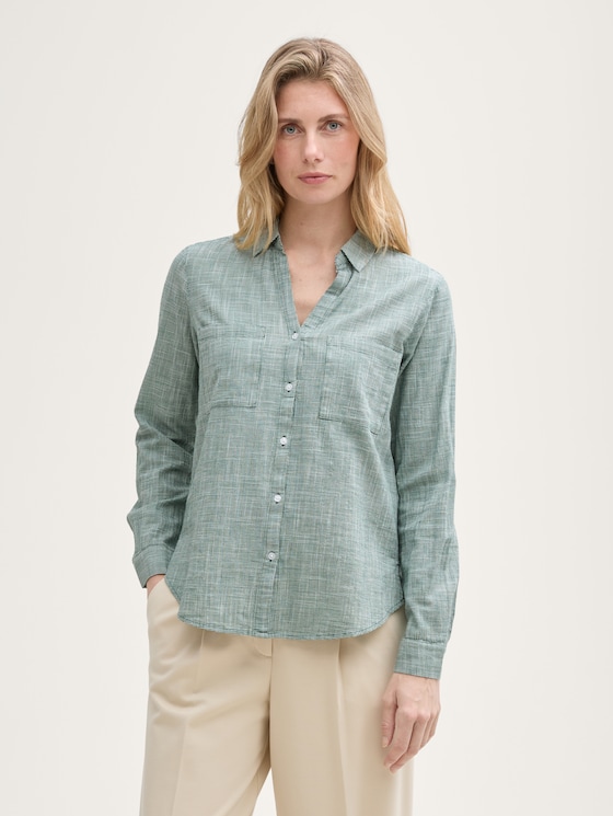 Blouse met borstzakken door Women, explorer green