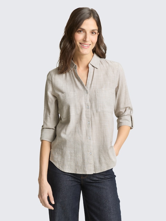 Bluse mit Brusttaschen von Women, soft taupe grey