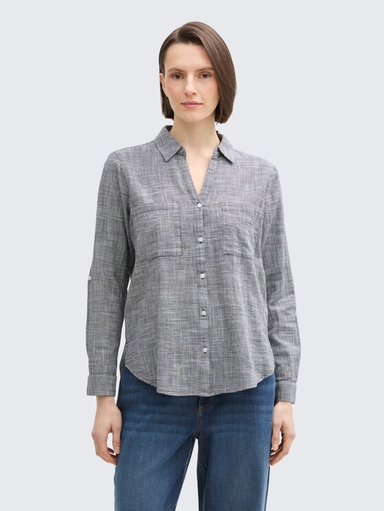 Blouse with breast pockets by Women, midnight navy blue