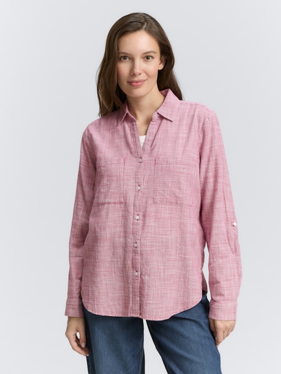 Bluse mit Brusttaschen von Women, dark pink