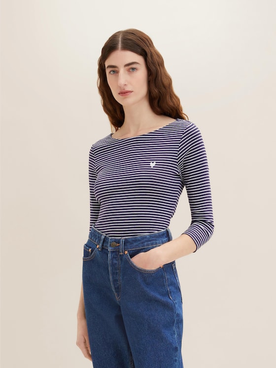 Striped shirt with 3/4-sleeves