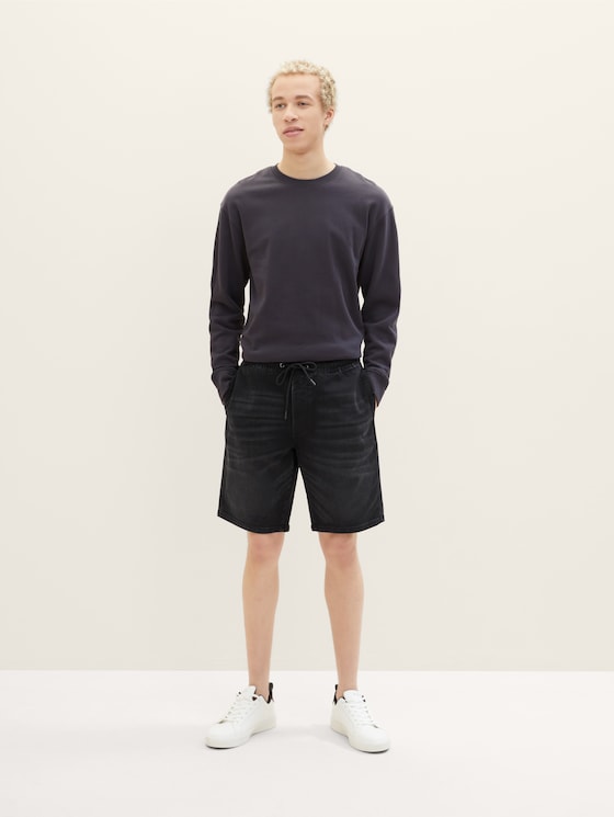 Denimshorts met elastische tailleband