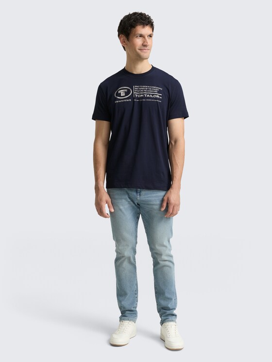 T-shirt à logo imprimé par Men, sky captain blue