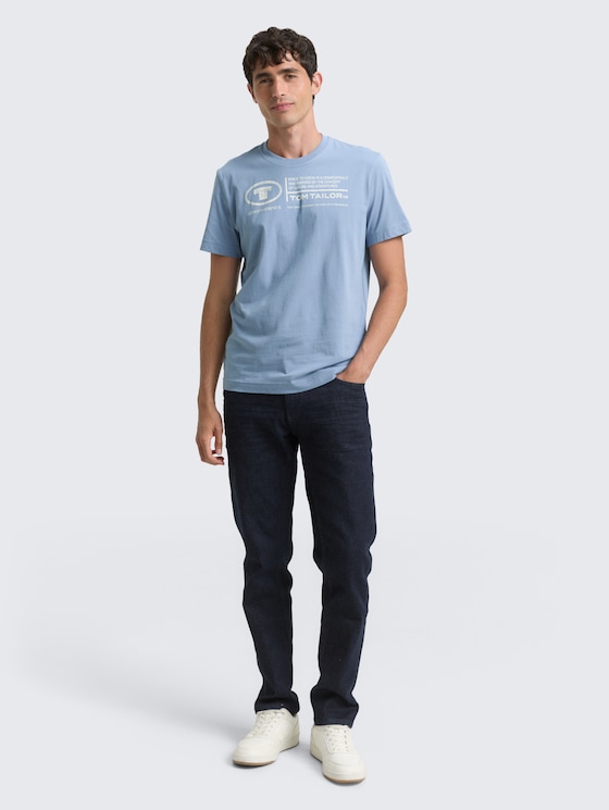 T-shirt à logo imprimé par Men, Greyish Mid Blue