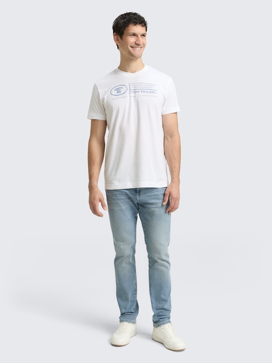 T-shirt à logo imprimé par Men, White