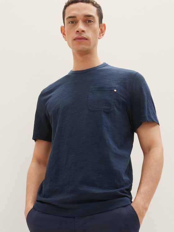 T-shirt in melange-look door Men, sky captain blue