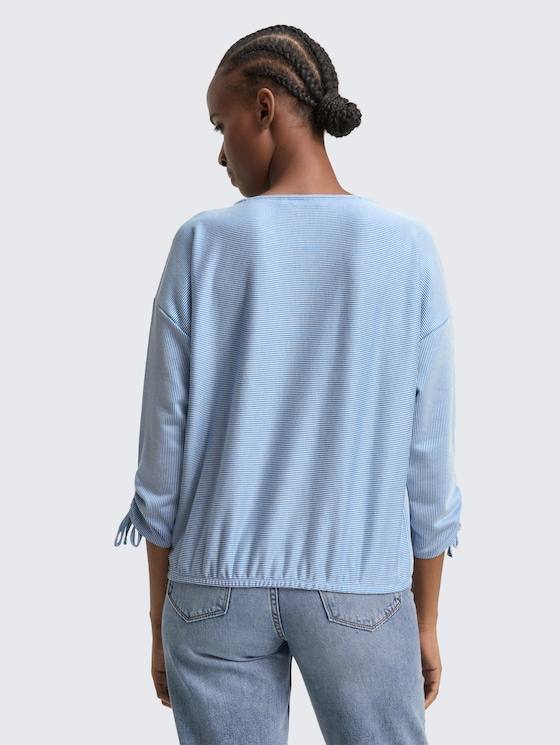 Loose fit shirt met lange mouwen en gerimpelde mouwen door Denim Female, small mid blue white stripe