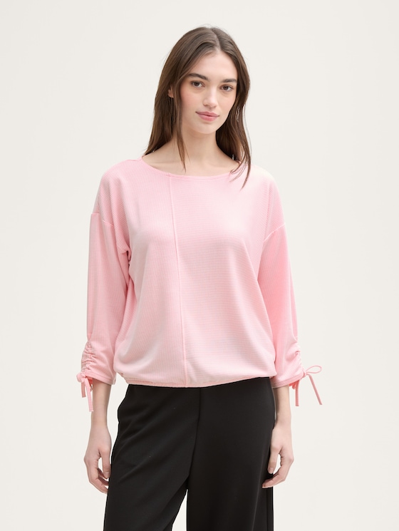 Loose fit shirt met lange mouwen en gerimpelde mouwen door Denim Female, pink white stripe