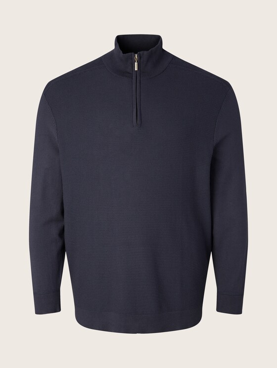 Plus - Strukturierter Troyer Pullover