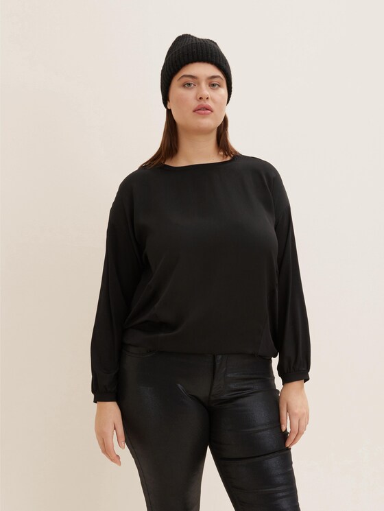 Plus - Long-sleeved shirt in a mix of materials