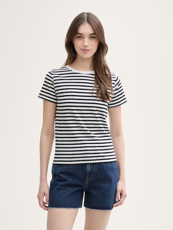 T-Shirt mit Streifenmuster von Denim Female, white black stripe
