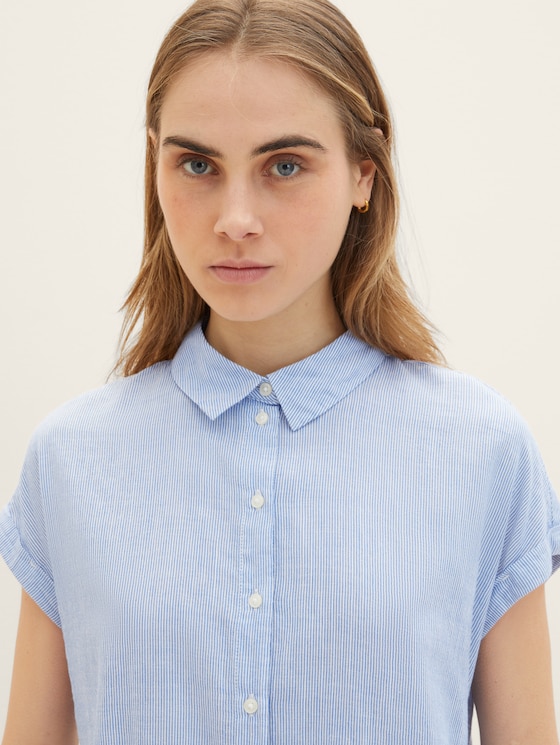 Striped short-sleeved blouse