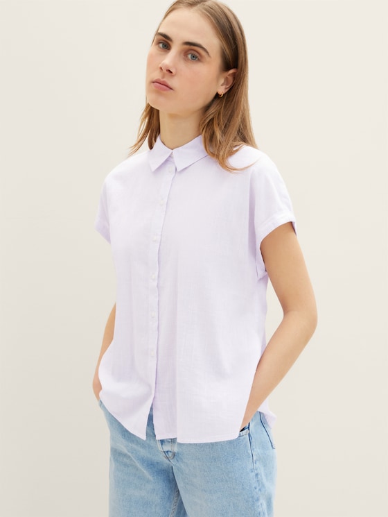 Striped short-sleeved blouse