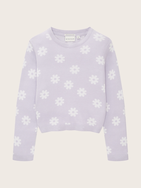 Knitted sweater with a floral pattern