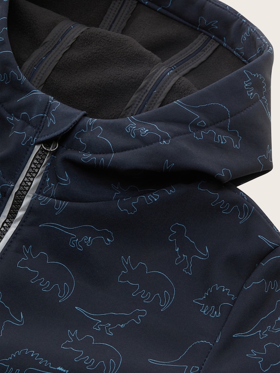 Softshelljas met capuchon door Mini Boys, navy blue outlined dino aop
