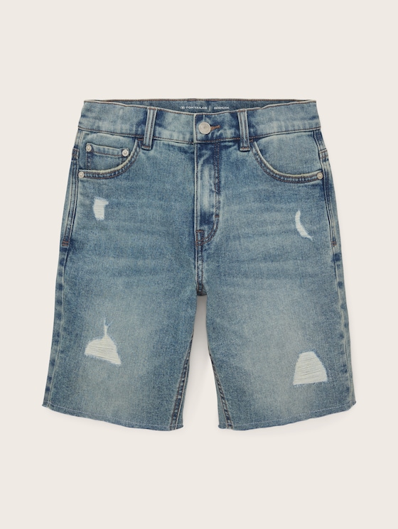 Jeanshort in destroyed-look door Teen Boys, Destroyed Bleached Blue Denim