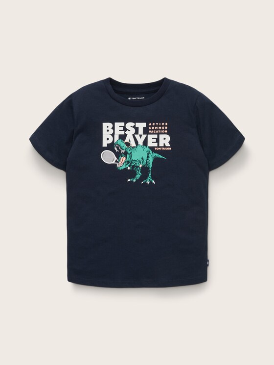 T-shirt met geprint motief door Mini Boys, sky captain blue