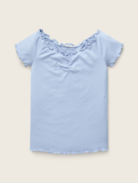 Cropped T-shirt with a ribbed texture
