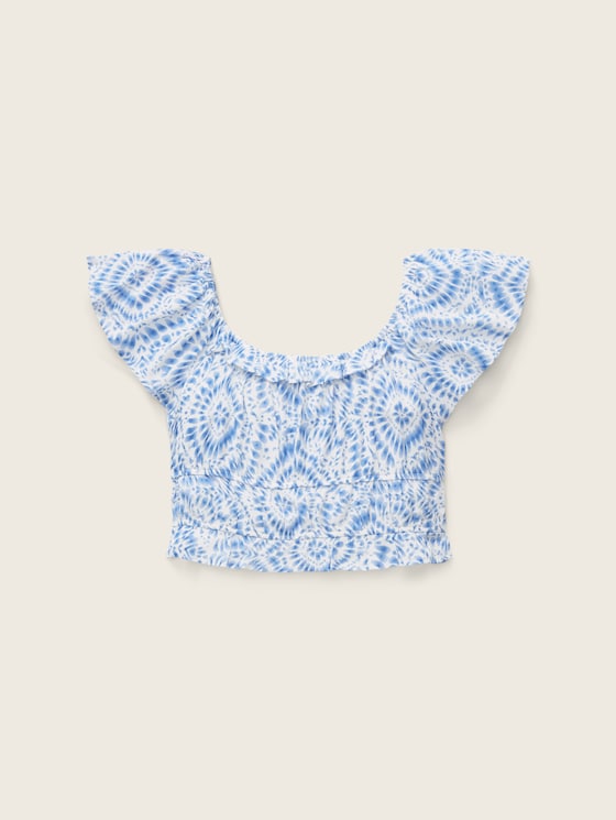 Gesneden blouse met allover-print door Teen Girls, blue tie dye circle