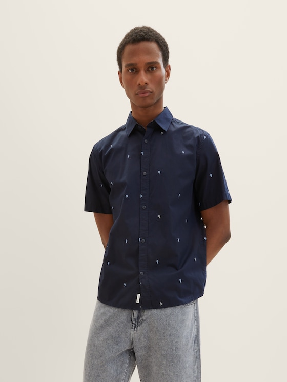 Hemd met korte mouwen en Kentkraag door Men, navy scattered design