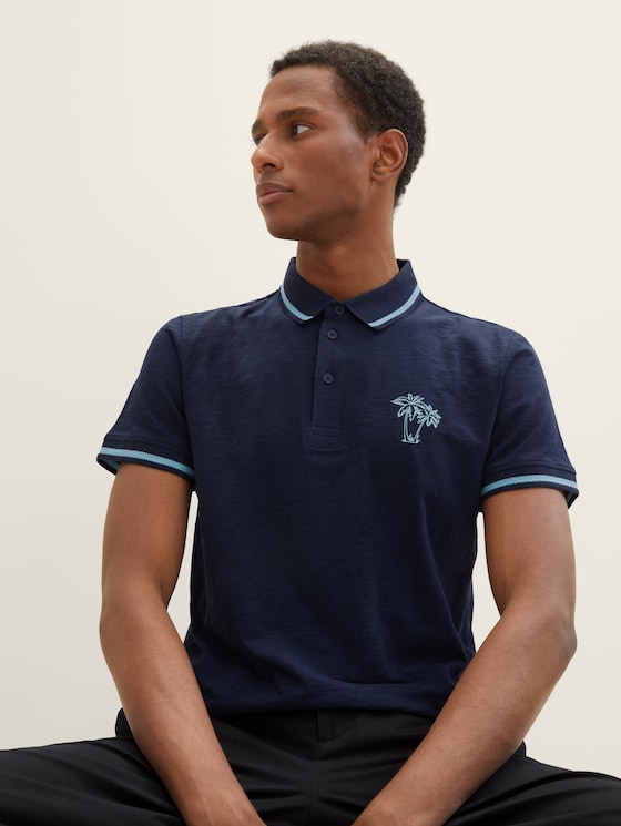 Poloshirt met print door Men, sky captain blue