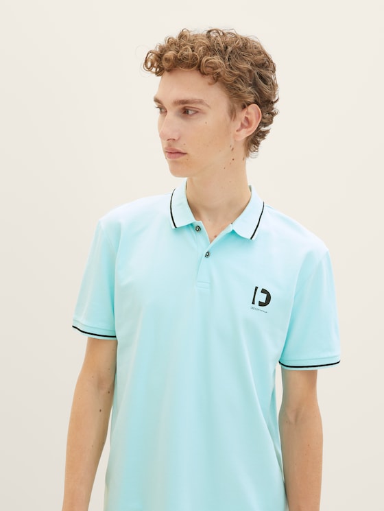 Poloshirt met logoprint door Denim Male, soft light turquoise