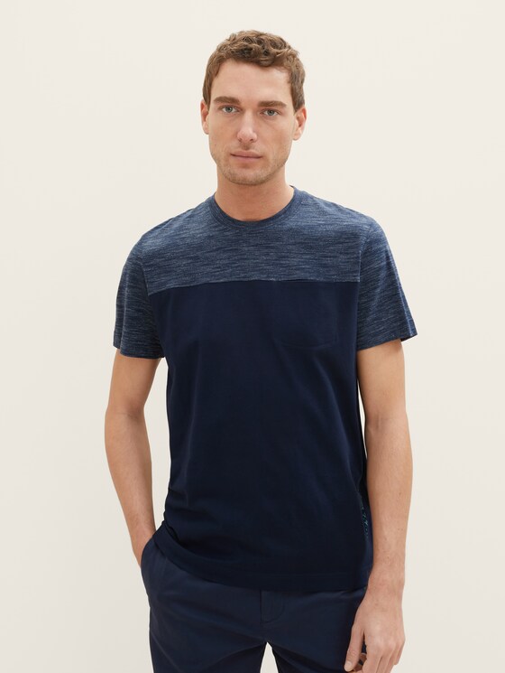 T-shirt with a melange-look insert